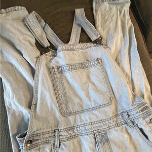 Light wash worn overalls